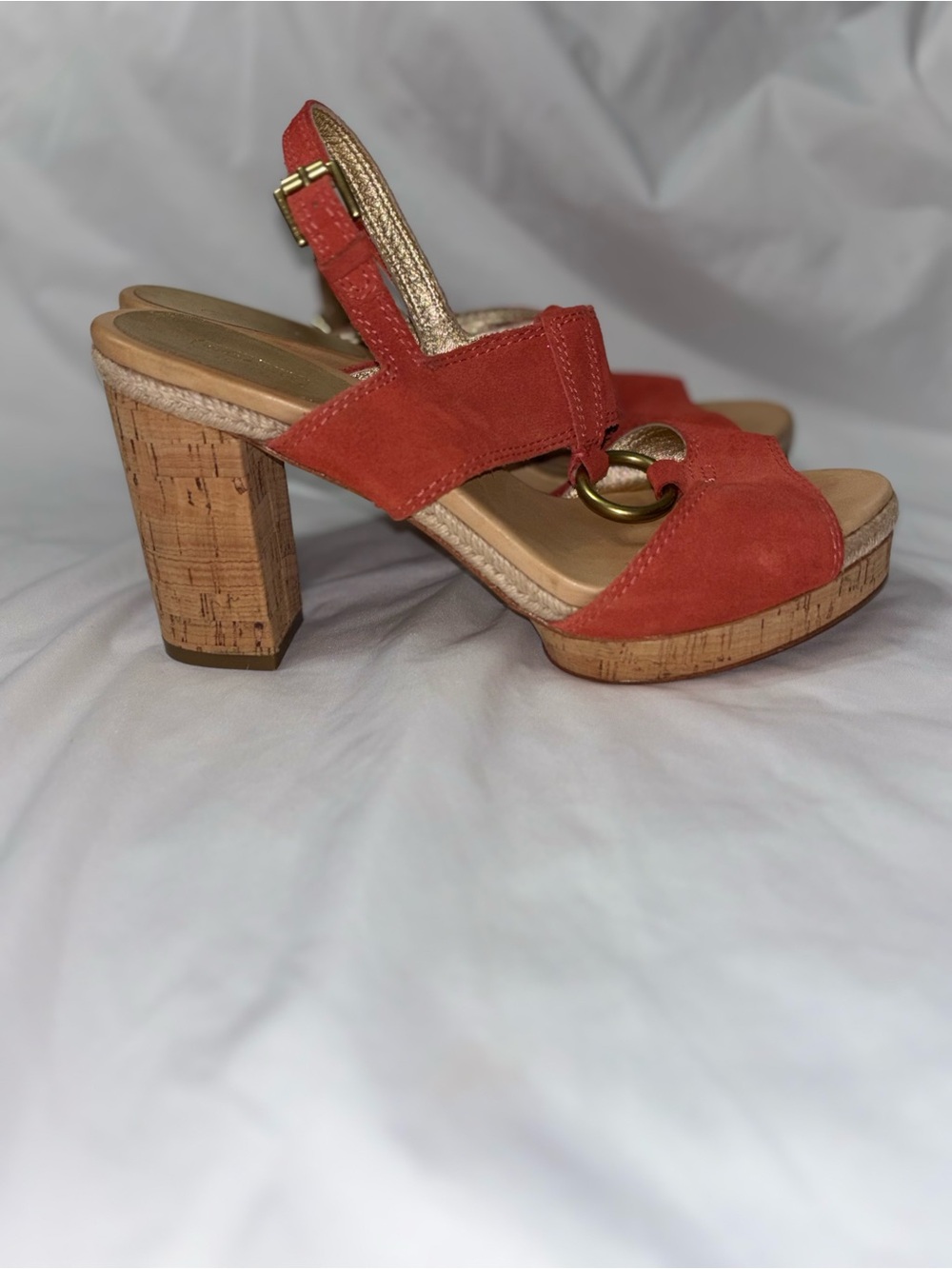 Women’s Orange Suede Cork Platform Sandals - COACH - Picture 4 of 8